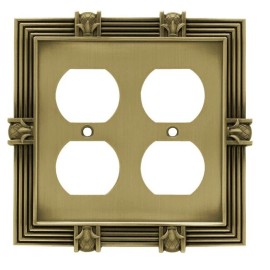 Brainerd Liberty Brushed Satin Bronze Pineapple Double Duplex Outlet Cover Plate