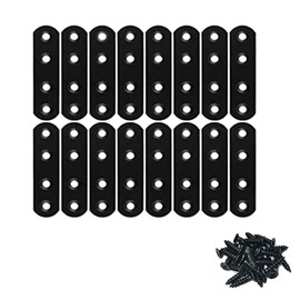 DFsucces Joint Fittings, Flat, 4 Holes, Stainless Steel, Joint Metal Fittings, Fixing Plate, Bracket Brackets, Screws Included, Set of 16, 3.1 x 0.7 x 0.1 inches (80 x 17 x 2 mm)