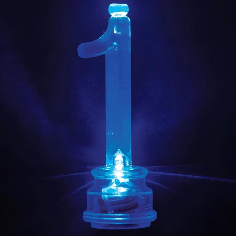 Blue Plastic Number 1 Flashing Candle Holder With Birthday Candle