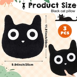 Briwooody 3 Pcs Black Cat Throw Pillow Christmas Cat Plush Black Cat Filling Full Lamb Pillow Birthday Christmas Party Gifts Cat Shape Design Lumbar Back Cushion for Cat Lovers