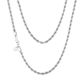 KRKC&CO Gold Chain Men's Silver Chain 2.5/3/4 mm, Thin Cord Chain Rope Chain Wheat Chain Stainless Steel, 18 K Gold/White Gold Plated Fine Braid Chain for Women, Unisex Rope Necklace Gifts, 46-66 cm,