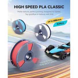 SUNLU High Speed PLA Classic 3D Filament 1.75mm,600mm/s High Toughness PLA Filament,Matte Texture No-Tangling,Dimensional Accuracy +/- 0.02mm, 4kg in Total, 1kg per Spool,4 Pack, 4Grey