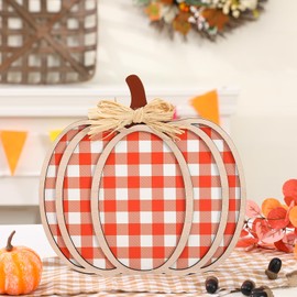 FestalMart Fall Decorations for Home-11 Wooden Pumpkin Sign-Autumn Thanksgiving Decorations for Home Farmhouse Rustic Harvest Kitchen Tabletop Fireplace Decor