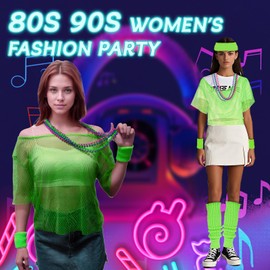 AN-WATTY 80s outfit women, 90s outfit women, aerobic outfit 80s women, 80s accessories, costume 80s women, 80s outfit, 90s outfit, costume 80s (pink)