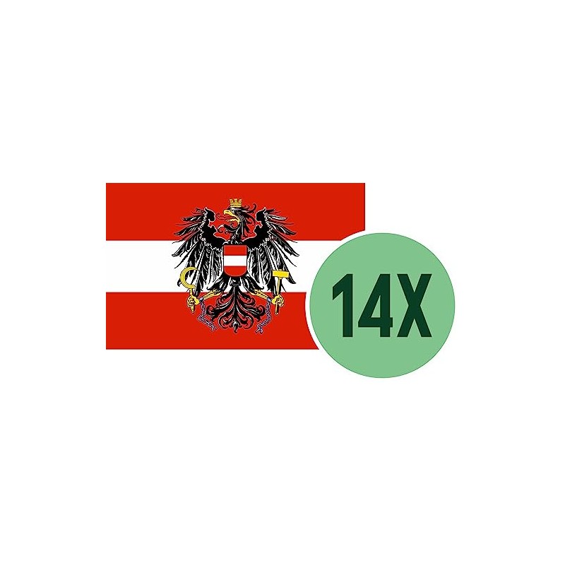 Daged Austria sticker card, 14 pieces, car, motorcycle, biker flag,