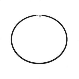 Agalea | Collar de Caucho negro con Broche de Plata Ley 925 Hombre 3mm x 45, 50 o 55 cm para hombre o mujer (55 cm)