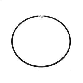 Agalea | Collar de Caucho negro con Broche de Plata Ley 925 Hombre 3mm x 45, 50 o 55 cm para hombre o mujer (55 cm)