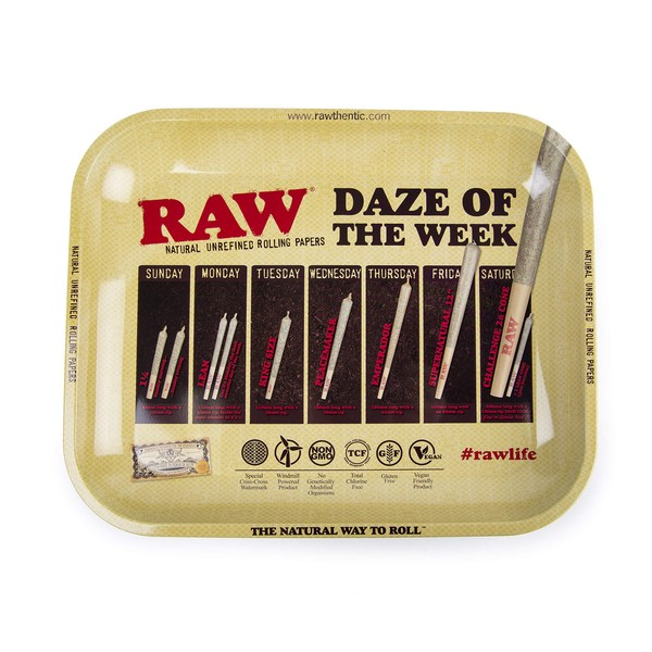 RAW Daze Of The Week Metal Rolling Tray (Large 13.5"x11")