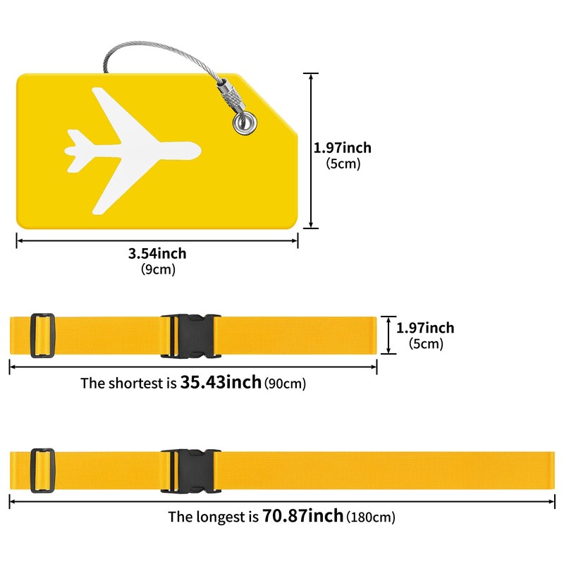ZOUIQSS 2 Pack Adjustable Luggage Straps,Heavy Duty Suitcase Belts,Luggage Tag
