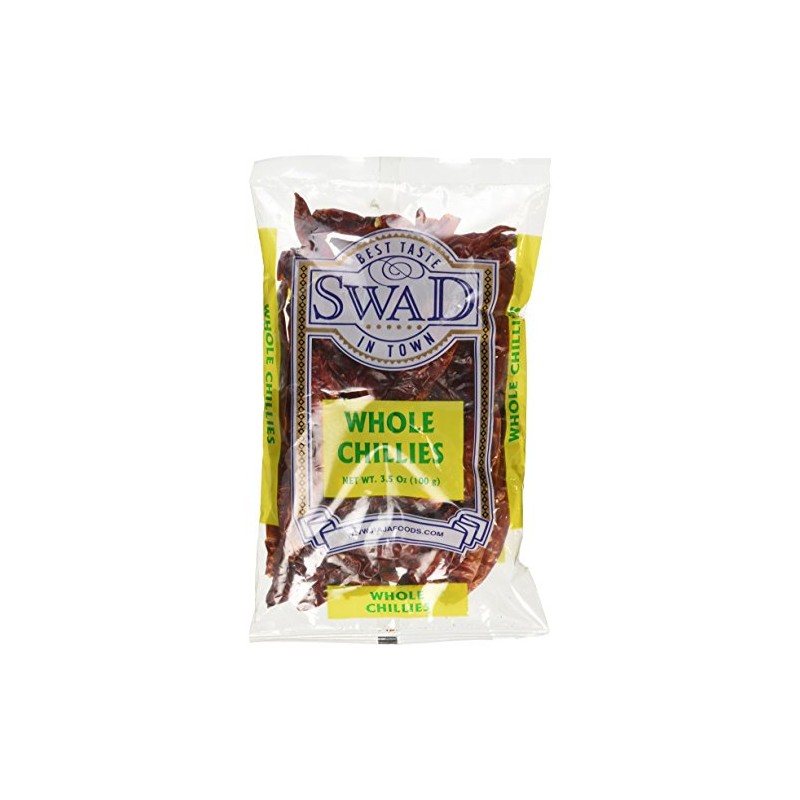 Swad Whole Red Dried Chillies 3.5oz., 100 Grams/ Indian Groceries