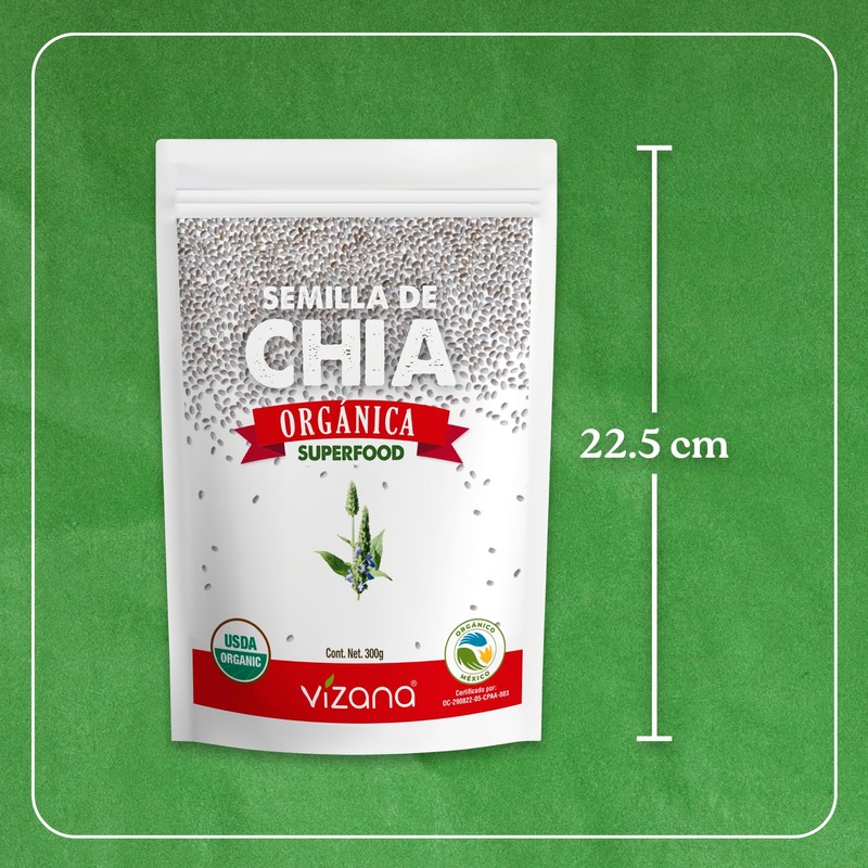 VIZANA NUTRITION | Semilla de Chía Orgánica Certificada USDA 600g