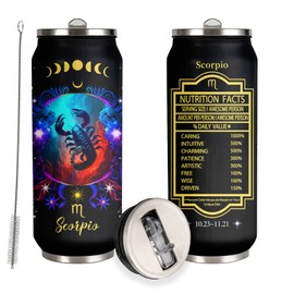YOPIGOT Scorpio Constellation Tumbler Zodiac Stainless Steel Tumbler Men Women Astrology Fans Birthday Gifts Zodiac Tumbler With Straw Lid Coffee Mugs Car Cup - 17 Oz