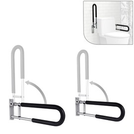 Tuntrol 2pcs 23.6 inch Foldable Handicap Grab Bars with Anti Slip Rubber Grip, Toilet Safety Hand Rails for Elderly Seniors Disabled, Shower Bathroom Accessories…