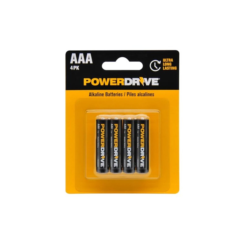 PowerDrive AAA Alkaline Battery PD4AAA 4-Pack Triple AAA Batteries