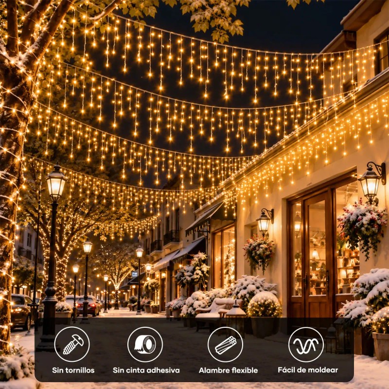MARKO - Luces Led Navidad Cascada Wondaz 10m 500 Blanco