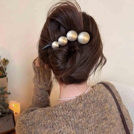 Aneneiceera Vintage Acrylic Banana Clips Resin Black Hair Barrette Pearl Banana Comb Hair Clip Pin Thin Clincher Clips French Ponytail Holder Grips Clamp Accessories for Women (Pearl)