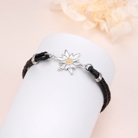 Edelweiss Bracelets for Women Sterling Silver Flower Edelweiss Chain Bracelet Oktoberfest Jewelry Birthday Gifts