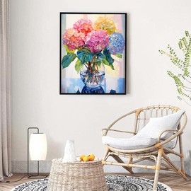 Paint by Bumbers for Adults, Beautiful Flower DIY Paint by Numbers Acrylic Paint Canvas Colorful Flowers Painting Kits Art 16x20 Inch