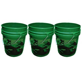5 Gallon Green Camo Plastic Buckets, 3-Pack