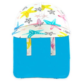 Gifts Treat Kids Legionnaires Hat, UPF 50+ Sun Protection Swim Cap Flap Hat in Starfish Pattern for Kids, Quick Drying Boys Sun Hat with Neck Protection for Beach Seaside Pool, 1-2 Years