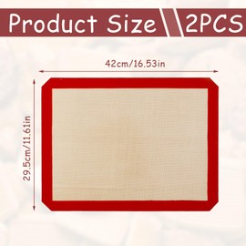 2 Stück Silikon Backmatte,Antihaftbeschichtung Silikonbackmatte,Backfolie Silikonmatte Wiederverwendbare,Hitzebeständige Backunterlage,Für Plätzchen Brot Fondant Gebäck Pizza (42 * 29.5cm)
