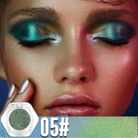evpct Fairy Green to Light Blue Chameleon Eyeshadow Palette, Color Changing Loose High Pigment Shimmer Metallic Rainbow Eyeshadow Makeup Pallet, Green Blue Holographic Multichrome Eyes Highlighter