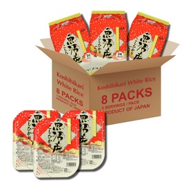Takano Koshihikari Microwavable White Rice, Instant Cooked, Microwave Rice, for Sushi, Premium Quality, Gluten Free Vegan, Niigata Uonuma Product of Japan (3 pack x8)