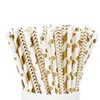 Queta Paper Straws, Gold Drinking Straws, Pack of 100, Reusable