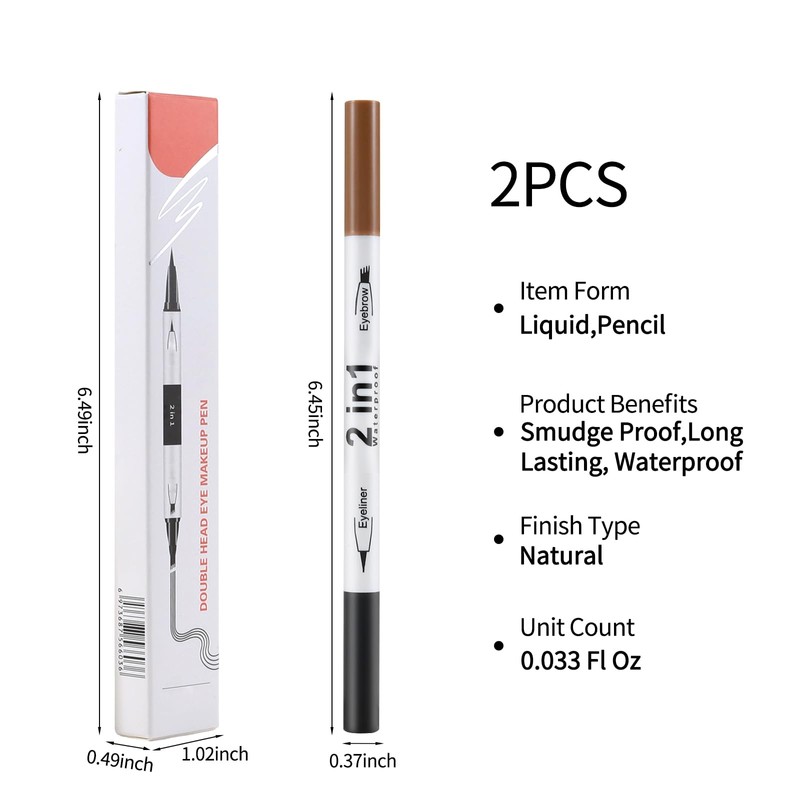Erinde 2PCS Waterproof Microblading Eyebrow Pen, 4 Fork Tip 3D