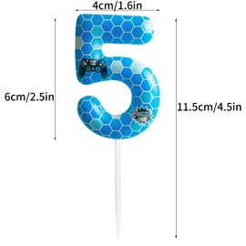 FUNCANDLE Game Birthday Number 5 Candles,Gamepad Pattern Game Number 5 Birthday Candle,Happy Birthday Candle,Game Controller Theme Party Boy Girls Birthday Party Decorations