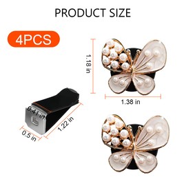 Sandfren Car Air Vent Clip, 4PCS Cute Butterfly Vehicle Dashboard Conditioning Outlet Hook Ornament, Automotive Interior Charm Clamp Decoration Accessories, Universal for SUV Sedan Truck (Pearl)