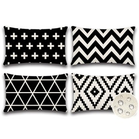 JOTOM Set of 4 Outdoor Cushion Covers, Decorative Waterproof Throw Cushion Cover, Modern Cushion Covers, Sofa Cushion, Decorative Cushion Cover for Living Room, Bedroom, Garden Decoration (30 x 50 cm