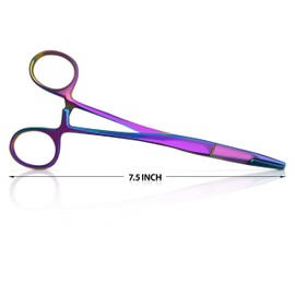 XTRM CRAFT Olsen Hegar Craft Needle Holder 7.5" Rainbow - Precision Needle Handling and Suturing, Stainless Steel, Multicolor Needle Holder for Crafting DIY