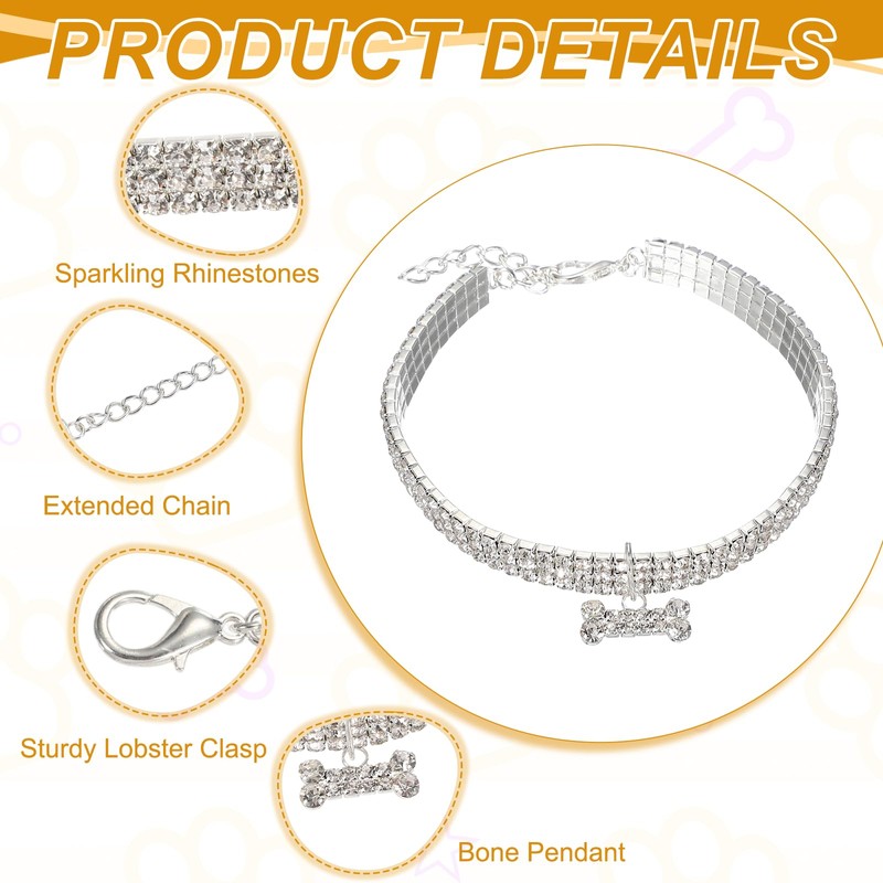 PETAXCELL Rhinestone Cat Collar, Bling Dog Basic Collars Adjustable Sparkling