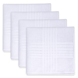 HDCMLF Handkerchief White Handkerchief, 100% Cotton, For Weddings, Ceremonies, Unisex, White, Checkered Pattern, Pocket Square, Weddings, Reception Ceremonies, Graduation Ceremonies, Business