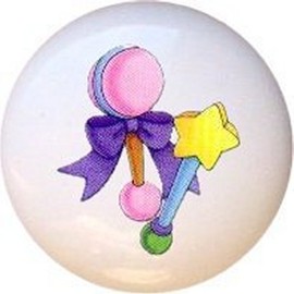Baby Girl Stuff Nursery - 1.5" DECORATIVE Glossy CERAMIC Dresser Drawer PULLS Cabinet Cupboard KNOBS (rattles)