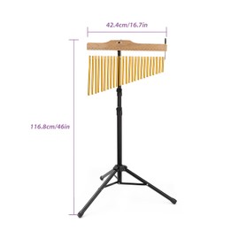 Anjetan 25-Bar Chimes Percussion, 25 Note Single-row Wind Chime with Adjustable Mounting Stand, Musical Percussion Instrument