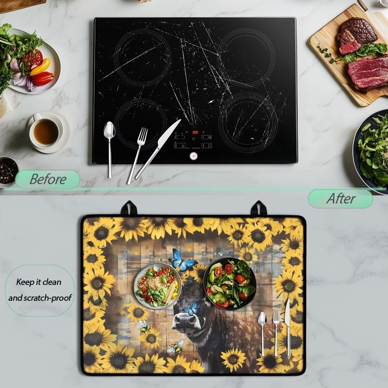 LVEWYB Cow Stove Top Cover for Electric Stove 29.18"×20.96" Multipurpose