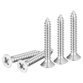 DTGN 100Pcs #6x1" Flat Head Wood Screws, 304 Stainless Steel Phillips Self Tapping Screws - Good for Woodworking, Furniture - Silver