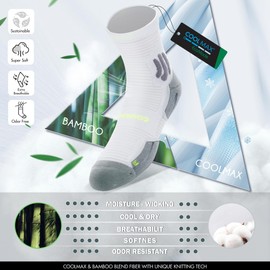 BRISIRA Coolmax Bamboo Viscose Compression Running Socks Men Women Anti Blister Athletic Hiking Tennis Golf Moisture Wicking