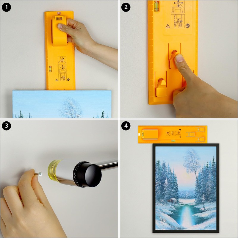QWORK® Picture Hanging Tool with Built-in Levels – Easy Hang