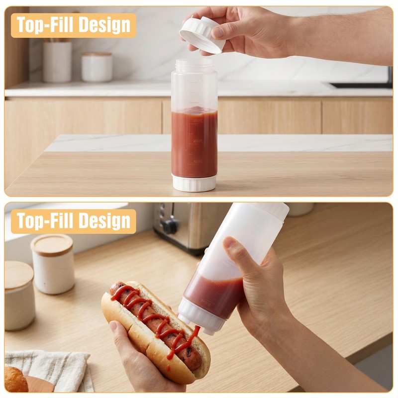 Grevosea 2 Pcs 20 oz Inverted Squeeze Bottles, Refillable Large