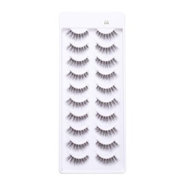 EMEDA False Eyelashes Natural Look 10 Pairs Invisible Band 3D Demi Wispies 12mm Medium Fake Lashes Small Face Eyelashes 100% Handmade Lashes Soft Eye Lash Clear Band Eyelash 1 Pack 005 Style Lashes