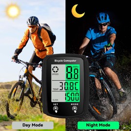 Bike Computer Wired, Bicycle Odometer Wired MPH KM/H Bike Speedometer Waterproof Bike Odometer with Touch Sensor Switch, Big Digital LCD Screen, Automatic Wake-up