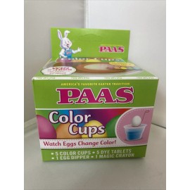 Paas Easter Egg Coloring Cup Dye Kit 5 Cups, 5 Dye Tablets, 1 Crayon, 1 Egg Dipper