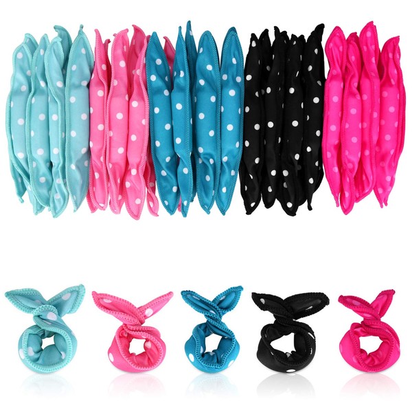 Locisne 40pcs No Heat Curlers You Can Sleep in, Hair Rollers for Long Hair DIY(5 Colors)