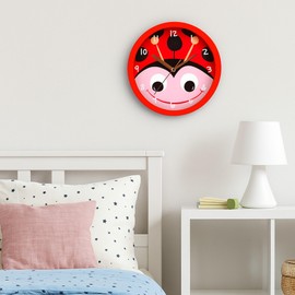 MIJOMA Kids Animal Wall Clock - Educational Clock for Nursery Silent 20cm Cute Designs for Boys & Girls (Ladybird)