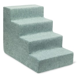 Best Pet Supplies Dog Stairs & Steps - Foam Steps for Small Dogs & Cats, Non-Slip Indoor Balanced Pet Step Support, Dog Ramp, No Assembly, Pale Teal, 4-Step (18-inch Height)