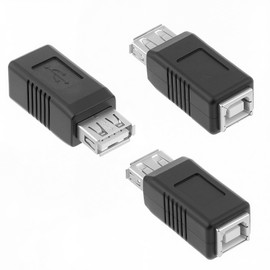 Skrfren 3PCS USB 2.0 Af/Bf Plug Type A Female to Type B Female Adapter Connector, USB B Adapter, Printer, Camera, Laptop, Computer, Scanner, Hard Drive, Black, 3 Count
