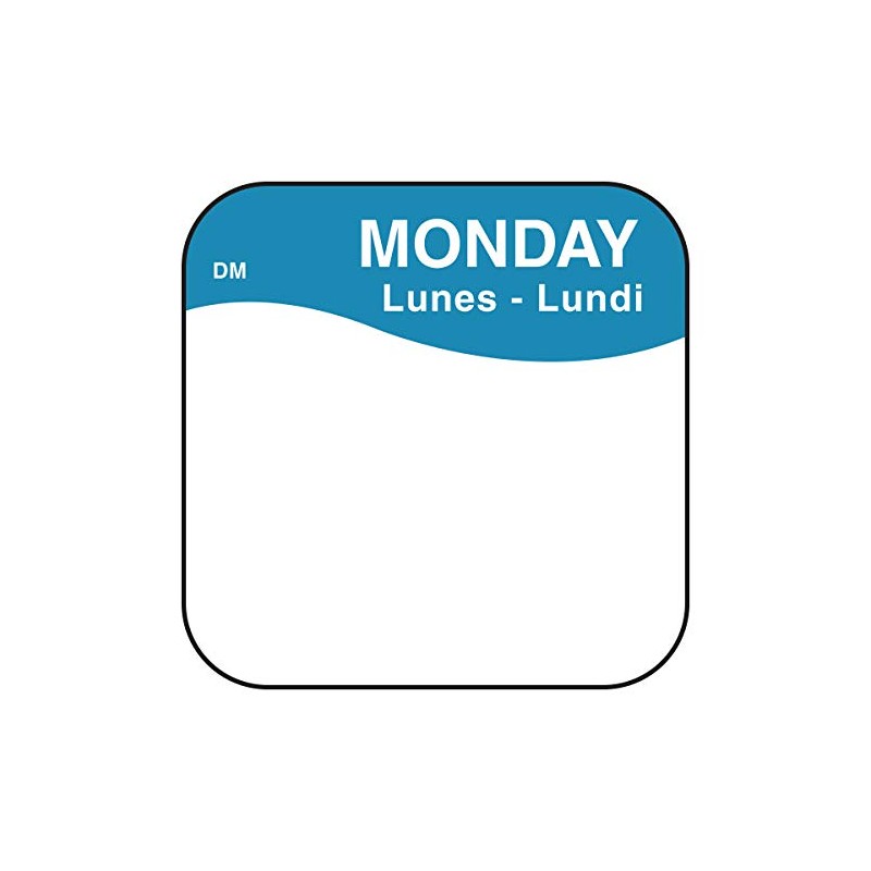 DayMark Day of the Week Dissolvable Label, Monday, 3/4" x